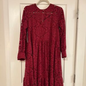 NWT Hutch x Anthropologie Rose Lace Midi Dress in Small